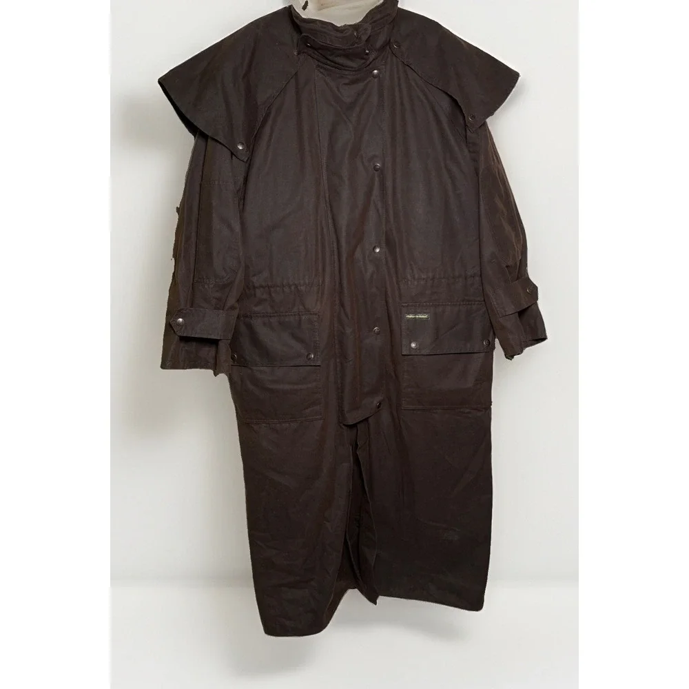 AUSTRALIAN OUTBACK Outfitters Genuine Duster Coat Mens Size L Oilskins Liner